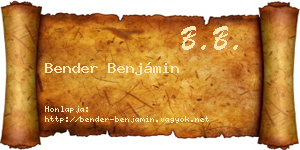 Bender Benjámin névjegykártya